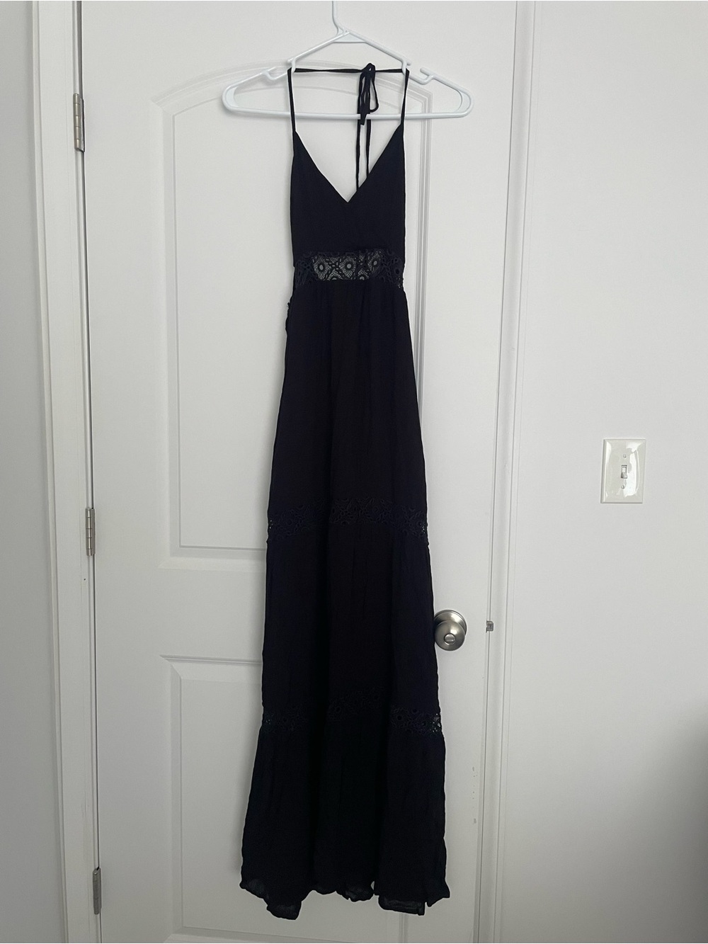 Francesca's Black Lace-Waist Halter Maxi Dress